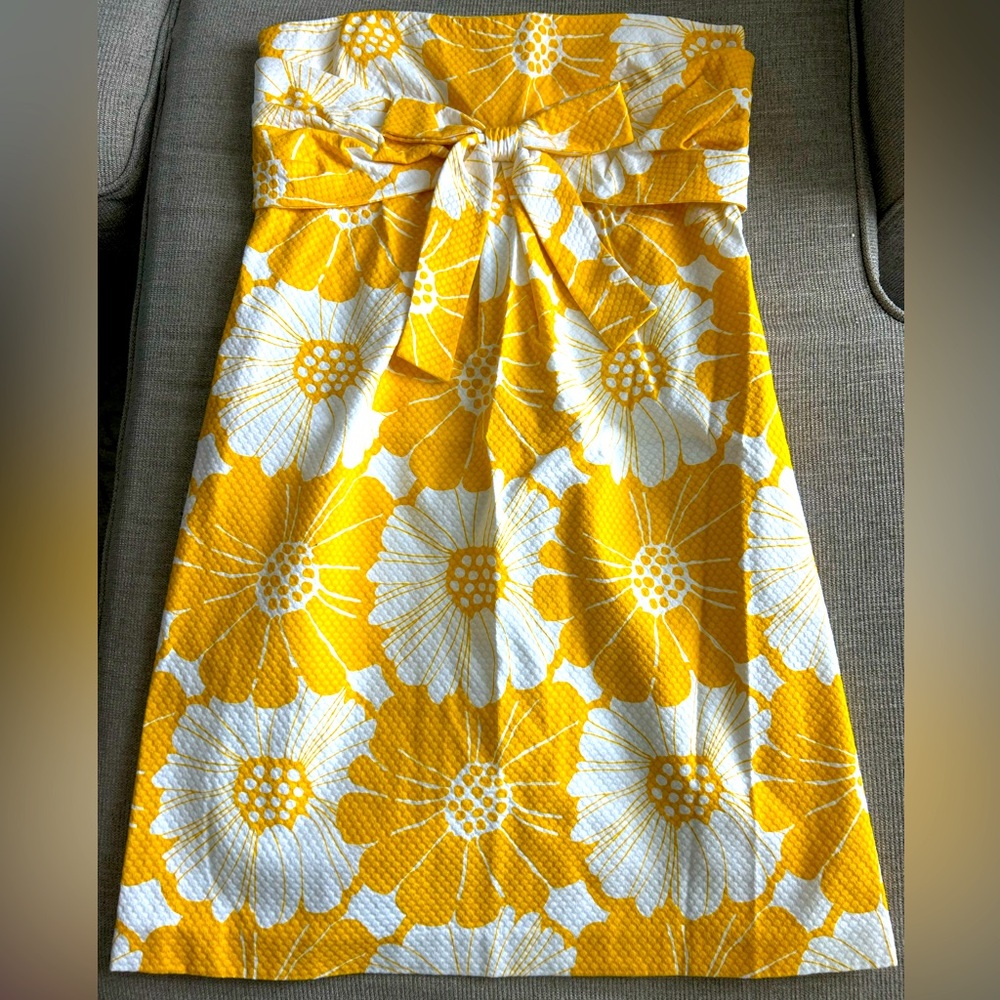 LIKE NEW Kate Spade Strapless Floral Dress Yellow